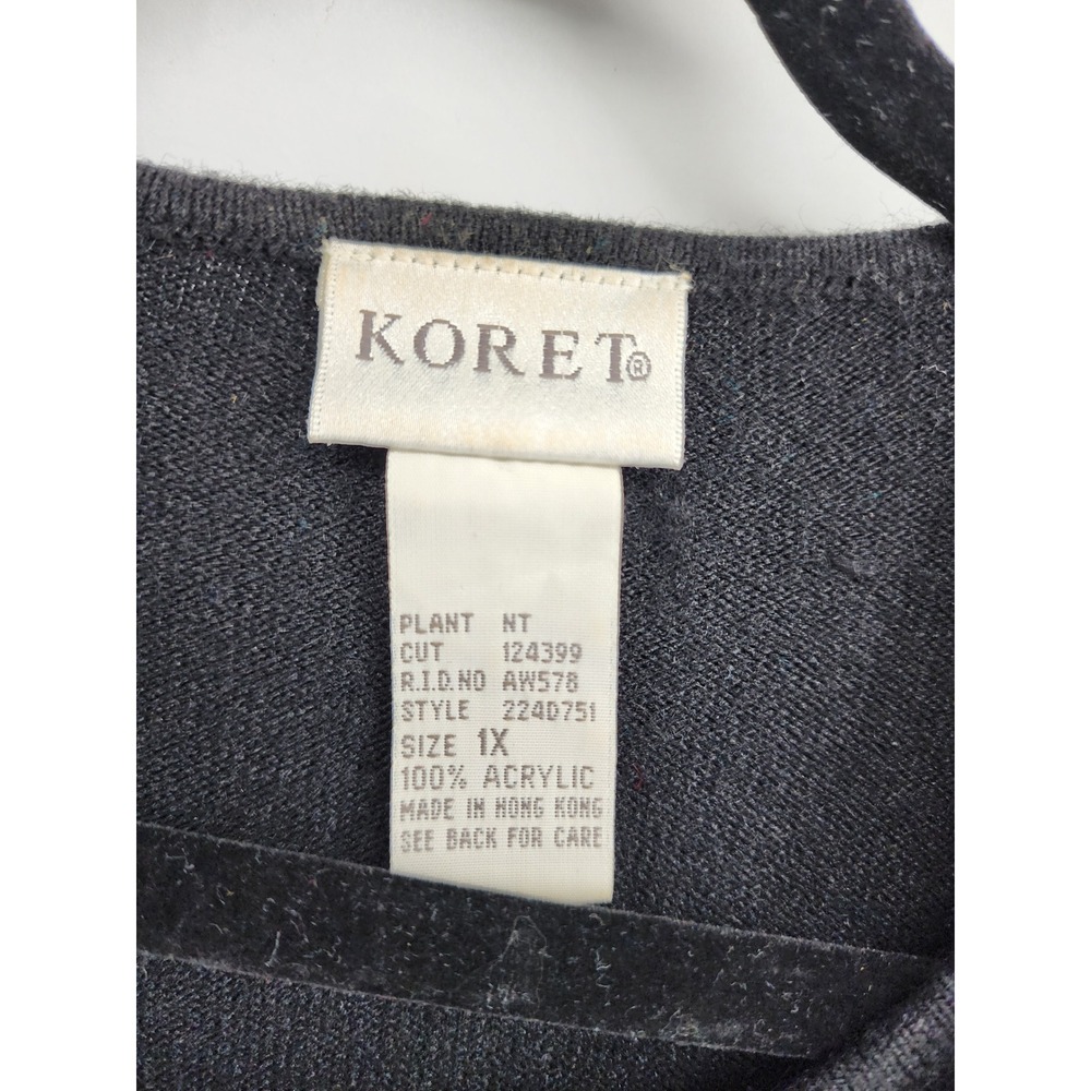 Koret Black Beaded Twin Set Cardigan Shell Knit Sweater 1X - Picture 3 of 7